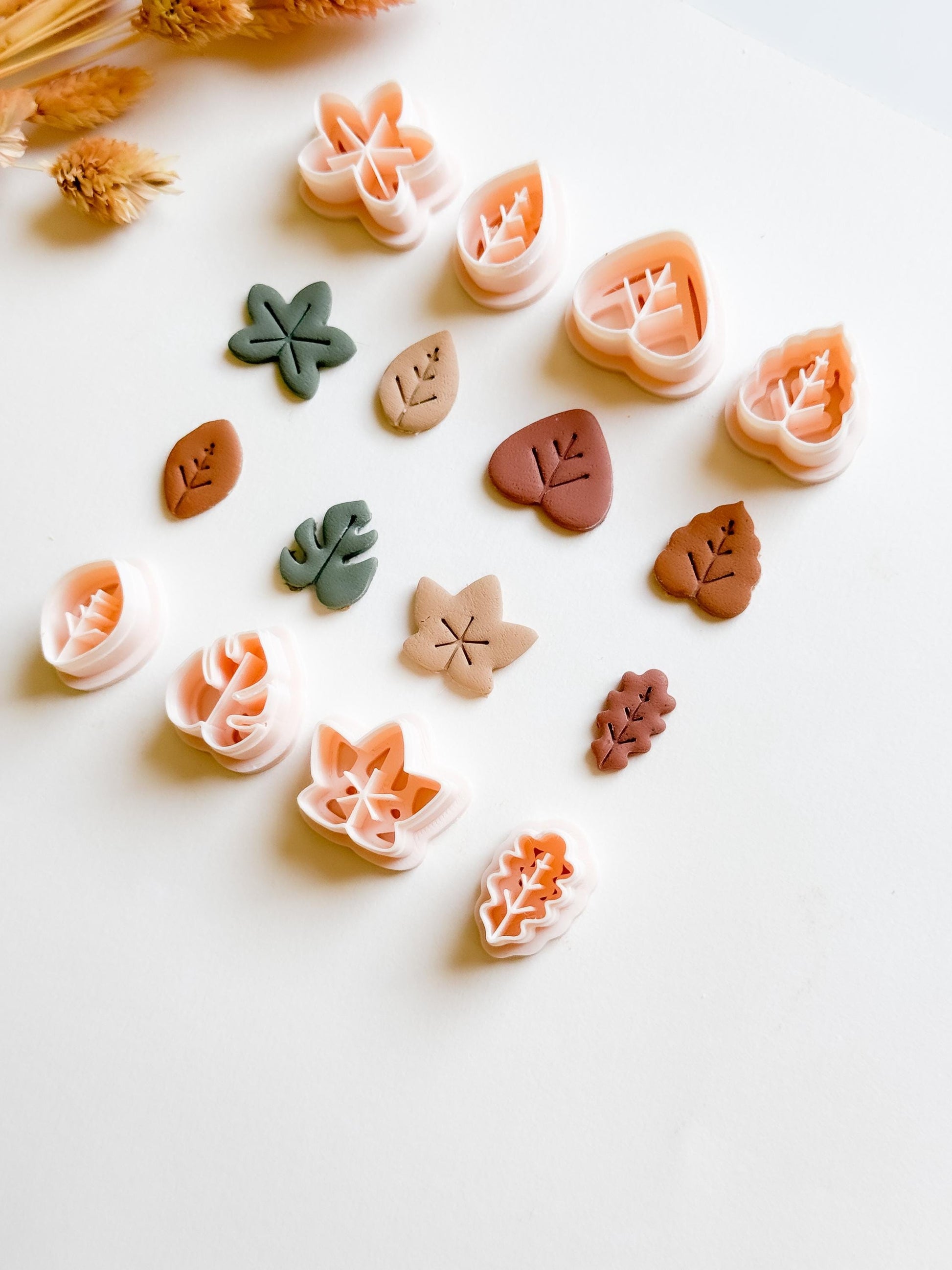 Autumn Leaf Polymer Clay Cutter Set: 8 Fall Foliage Shapes