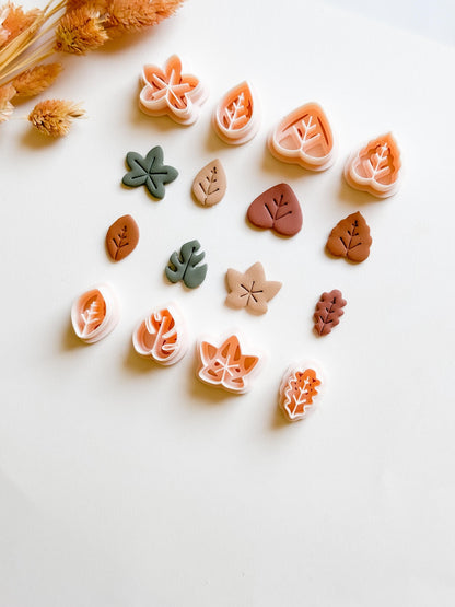 Autumn Leaf Polymer Clay Cutter Set: 8 Fall Foliage Shapes
