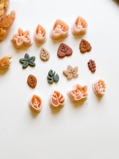 Autumn Leaf Polymer Clay Cutter Set: 8 Fall Foliage Shapes