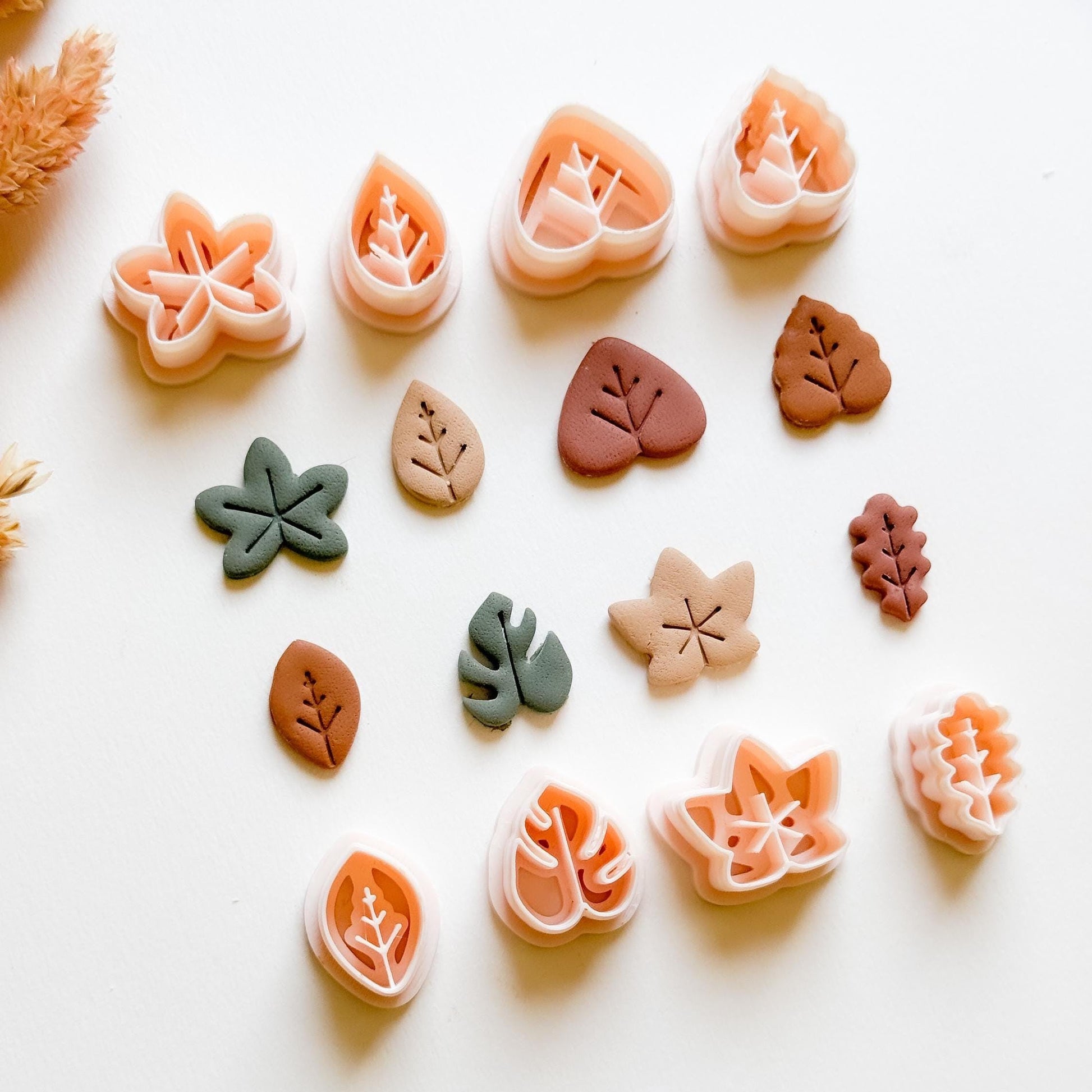 Autumn Leaf Polymer Clay Cutter Set: 8 Fall Foliage Shapes