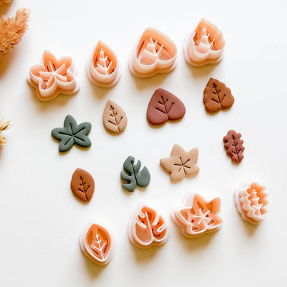 Autumn Leaf Polymer Clay Cutter Set: 8 Fall Foliage Shapes