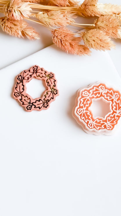 Oak Leaf Wreath Cutter Set: Polymer Clay Jewelry Tool, Autumn Design