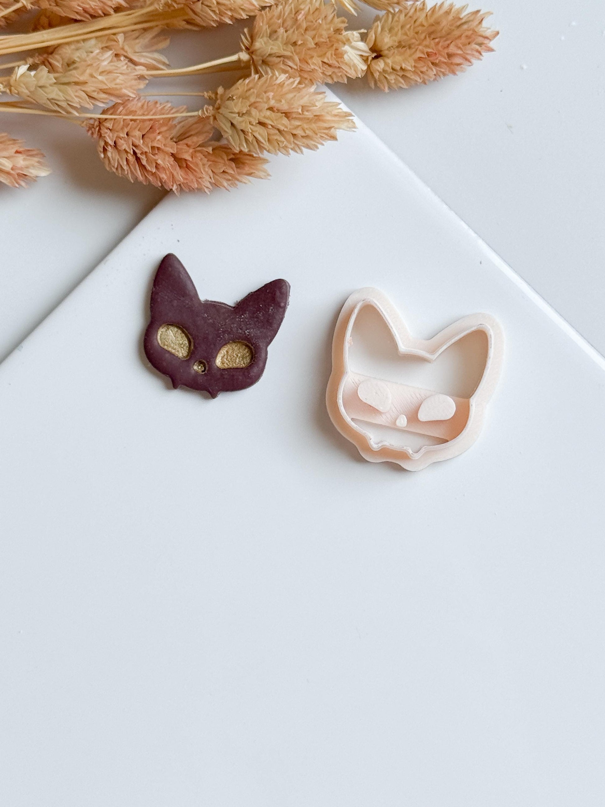 Vampire Cat Bat Polymer Clay Cutter: Halloween Earring Mold