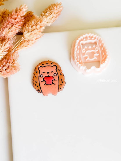 Hedgehog Polymer Clay Cutter: Apple Accent, Kawaii Animal Mold
