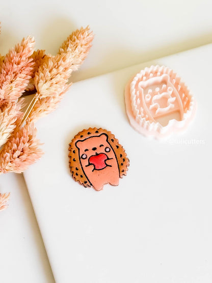 Hedgehog Polymer Clay Cutter: Apple Accent, Kawaii Animal Mold