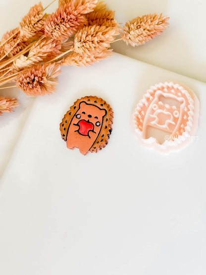 Hedgehog Polymer Clay Cutter: Apple Accent, Kawaii Animal Mold