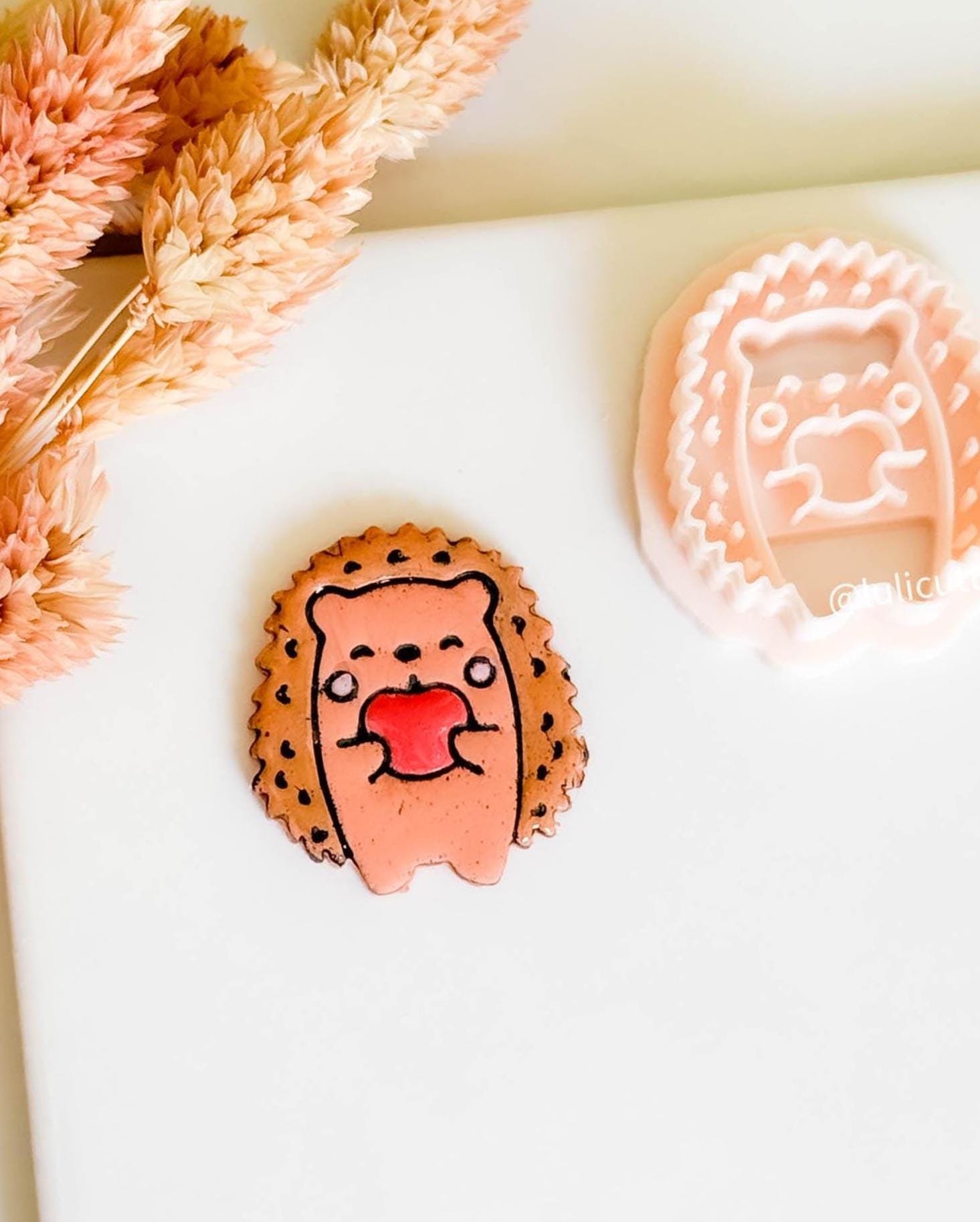 Hedgehog Polymer Clay Cutter: Apple Accent, Kawaii Animal Mold