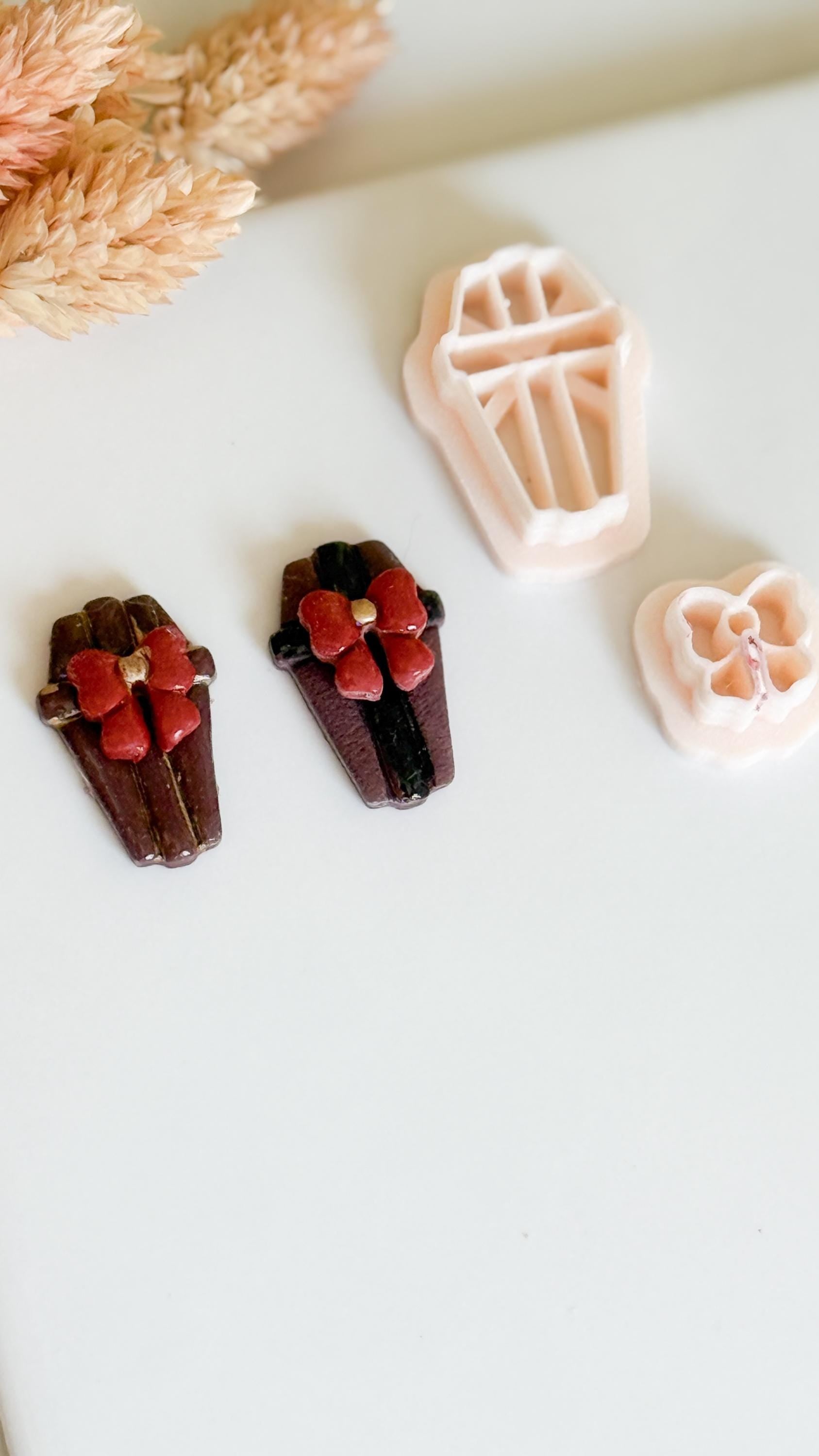 Coffin Clay Cutter Set with Bow: Spooky Halloween Earring Mold