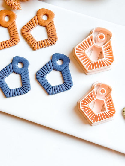 Geometric Fan Clay Cutter: Debossed Polymer Clay Earring Mold