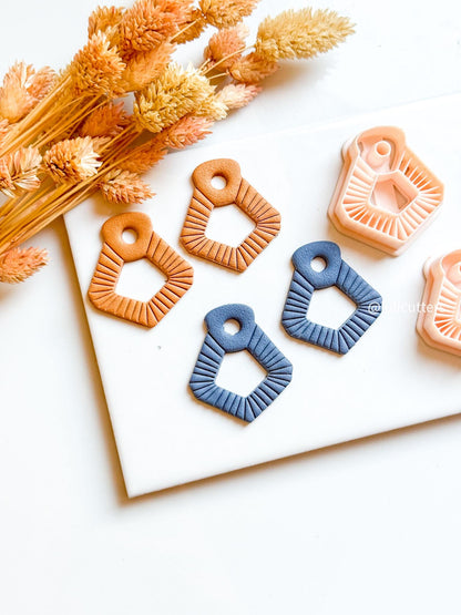 Geometric Fan Clay Cutter: Debossed Polymer Clay Earring Mold