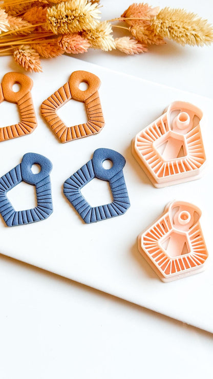 Geometric Fan Clay Cutter: Debossed Polymer Clay Earring Mold