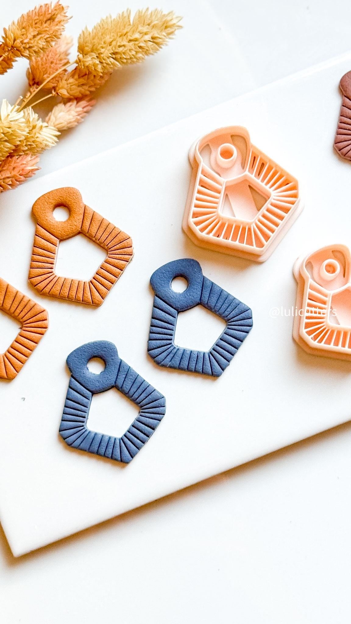 Geometric Fan Clay Cutter: Debossed Polymer Clay Earring Mold