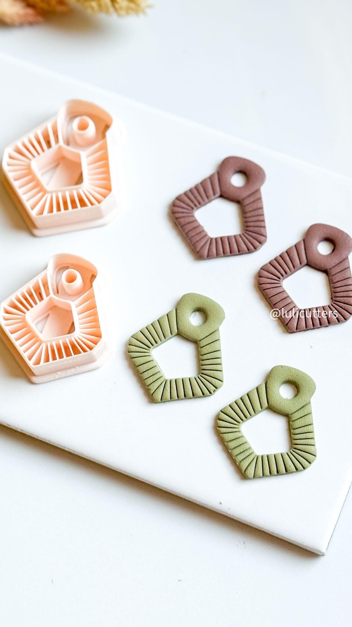 Geometric Fan Clay Cutter: Debossed Polymer Clay Earring Mold