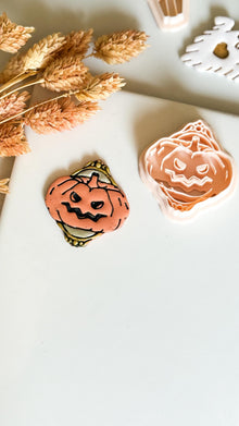 Gothic Pumpkin Face Cutter: Halloween Polymer Clay Mold - Earrings/Studs