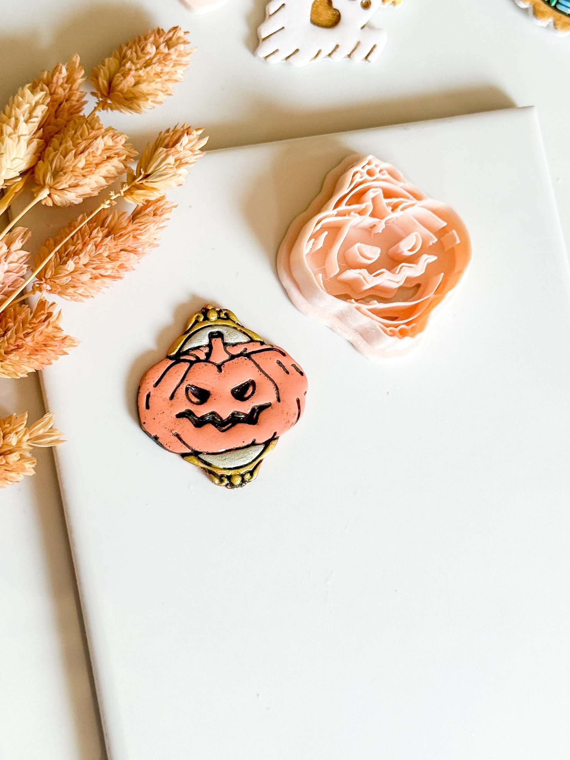 Gothic Pumpkin Face Cutter: Halloween Polymer Clay Mold - Earrings/Studs