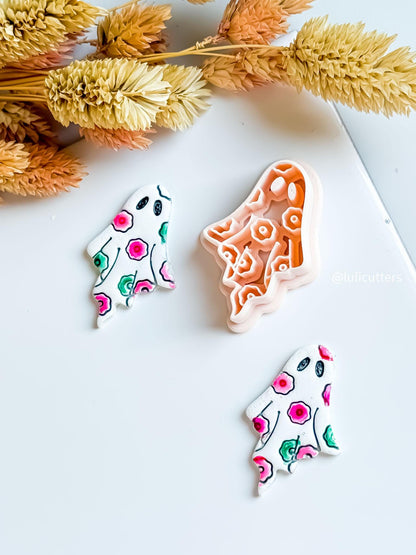 Floral Ghost Clay Earring Cutter Halloween with Flowers Design in 40 mm & 45 mm