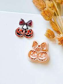 Double Pumpkin Clay Cutter: Halloween Jack-o'-Lantern Earring Charm Mold