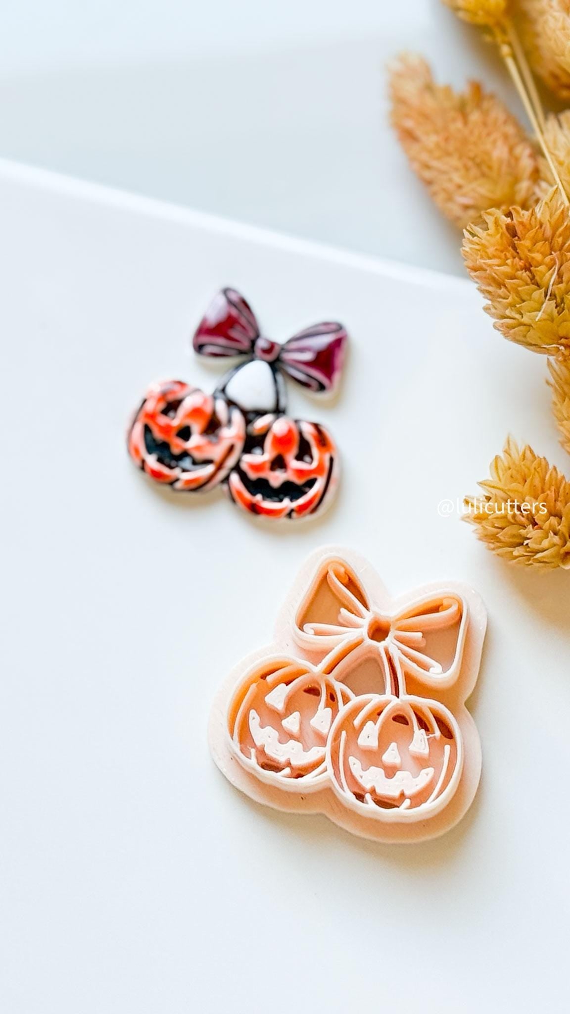 Double Pumpkin Clay Cutter: Halloween Jack-o'-Lantern Earring Charm Mold