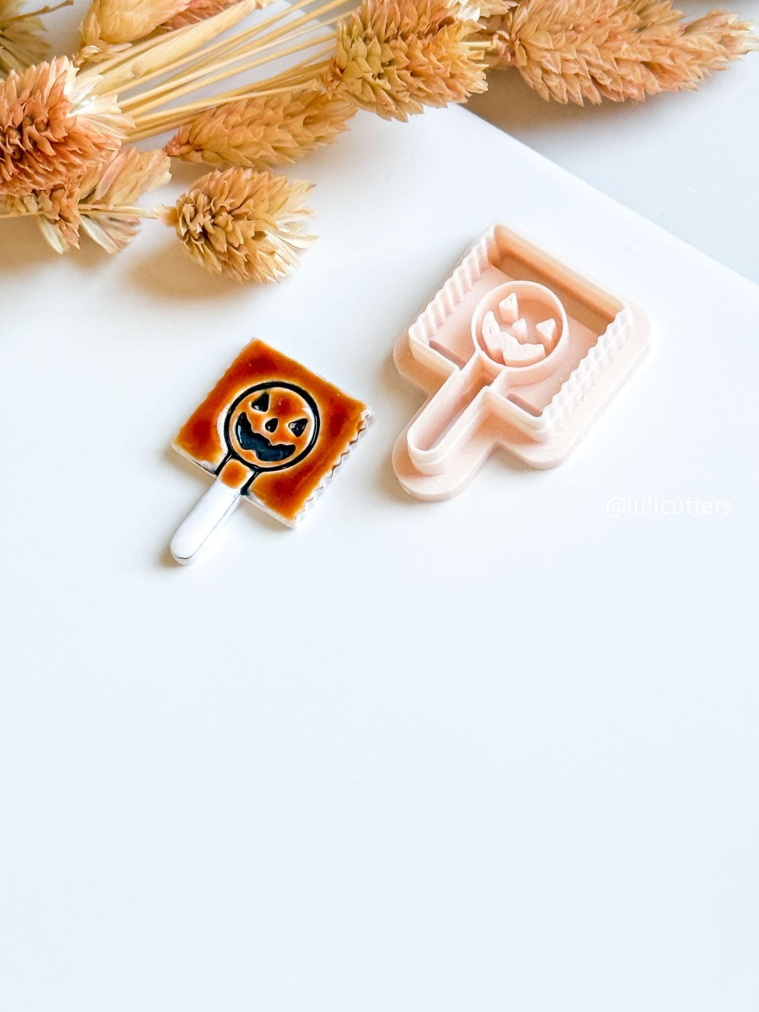 Pumpkin Popsicle Clay Cutter: Halloween Jack-o'-Lantern Earring Mold