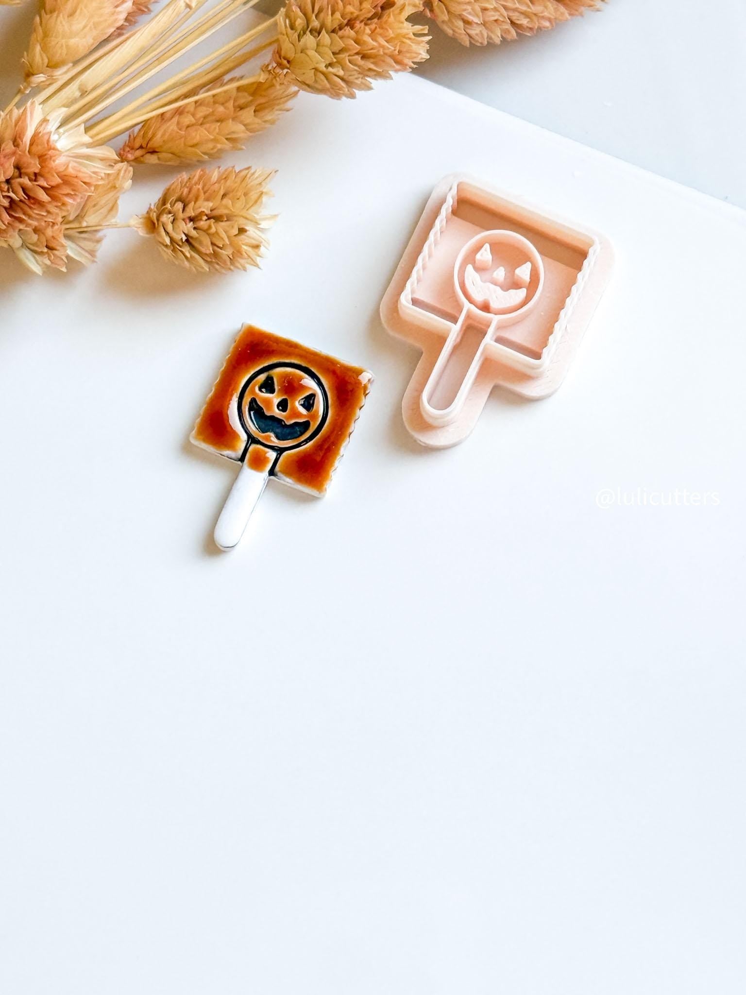 Pumpkin Popsicle Clay Cutter: Halloween Jack-o'-Lantern Earring Mold