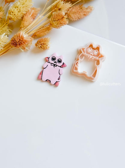 Vampire Cat Clay Cutter: Halloween Kitty Earring Mold - Gothic Jewelry
