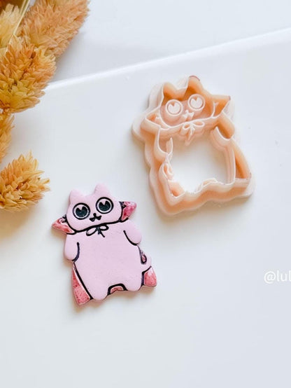 Vampire Cat Clay Cutter: Halloween Kitty Earring Mold - Gothic Jewelry