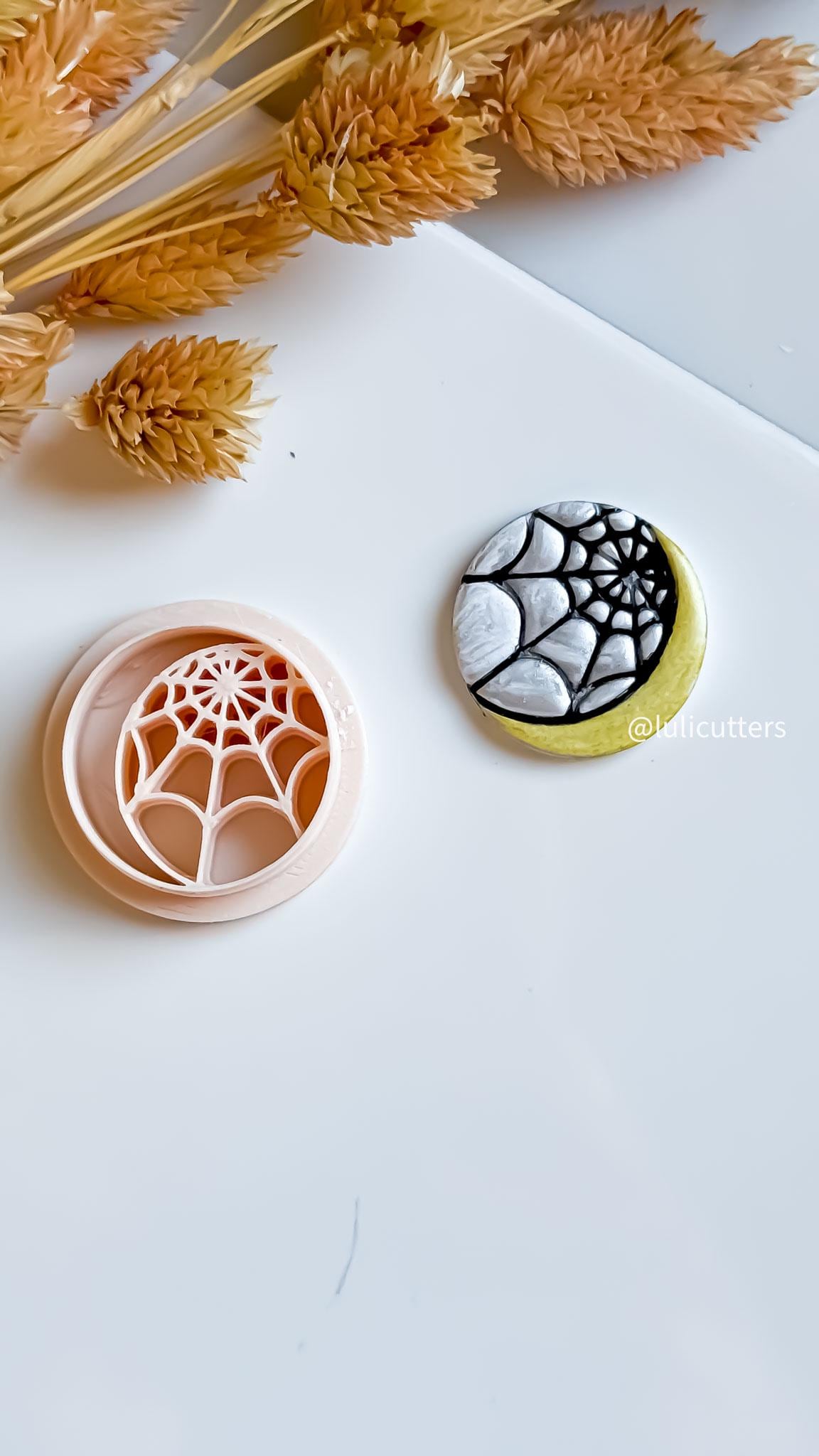 Spiderweb Moon Circle Clay Cutter: Halloween Earring & Jewelry Tool