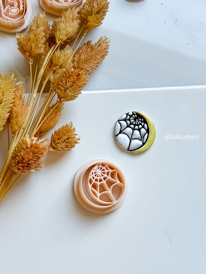 Spiderweb Moon Circle Clay Cutter: Halloween Earring & Jewelry Tool