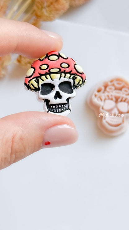 Mushroom Skull Clay Cutter: Spooky Goth Jewelry Mold