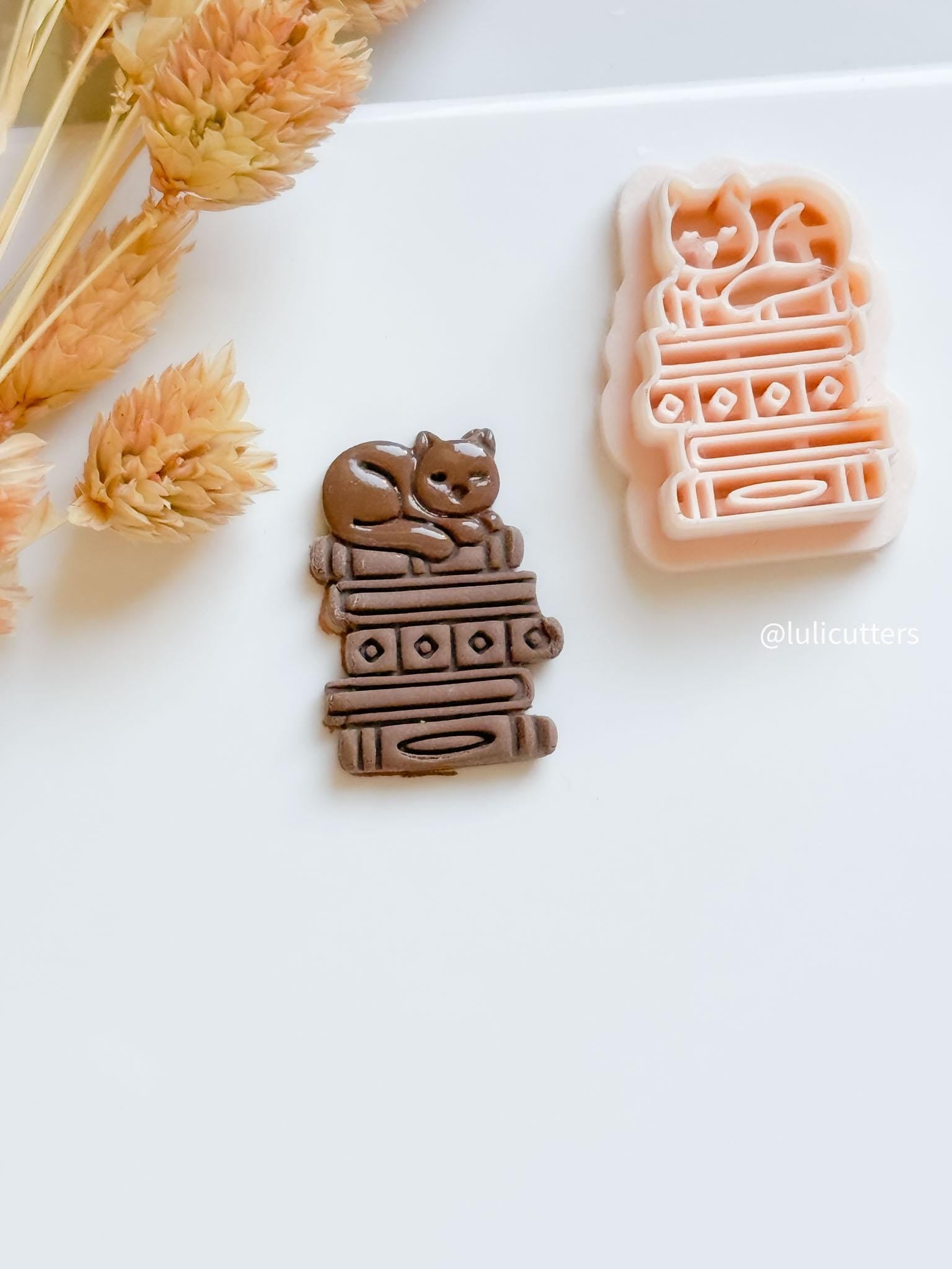 Cat on Books Clay Cutter: Diamond Spine Detail - Reader Jewelry