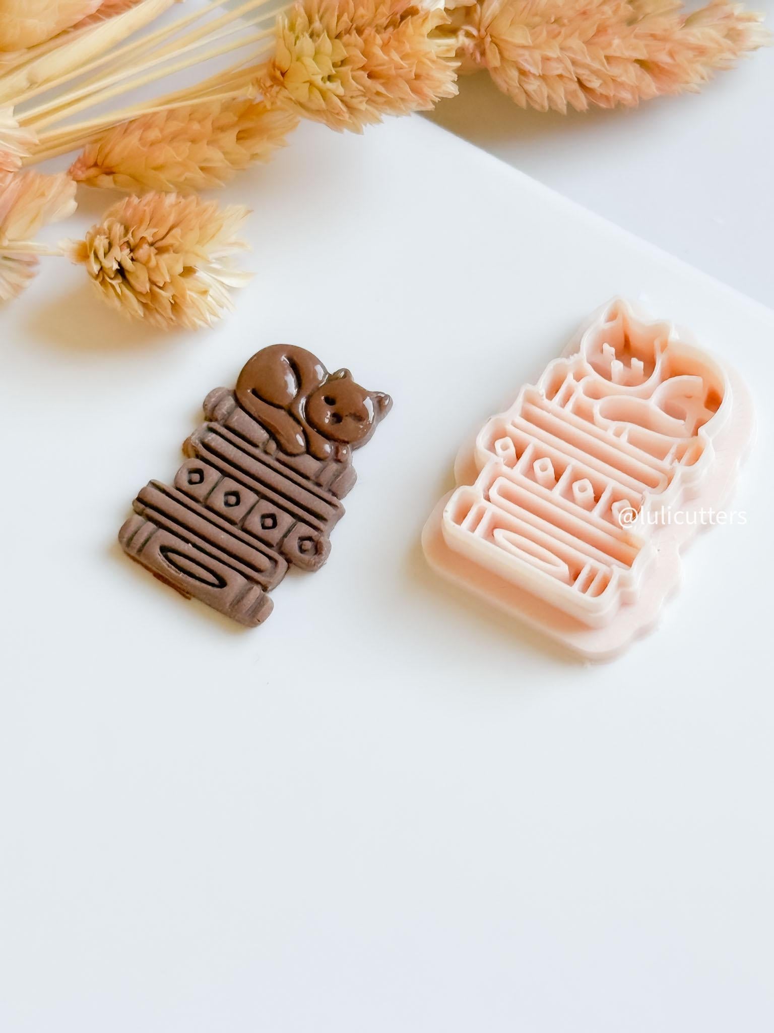 Cat on Books Clay Cutter: Diamond Spine Detail - Reader Jewelry