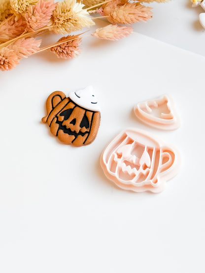 Pumpkin Mug Clay Cutter Set: Halloween Jack-o'-Lantern Earrings & Charms