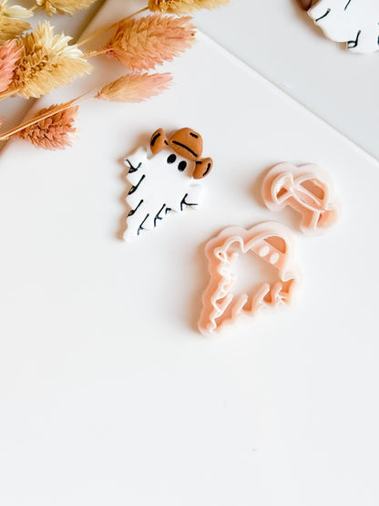 Cowboy Ghost Clay Cutter Set: Western Halloween Earring Mold