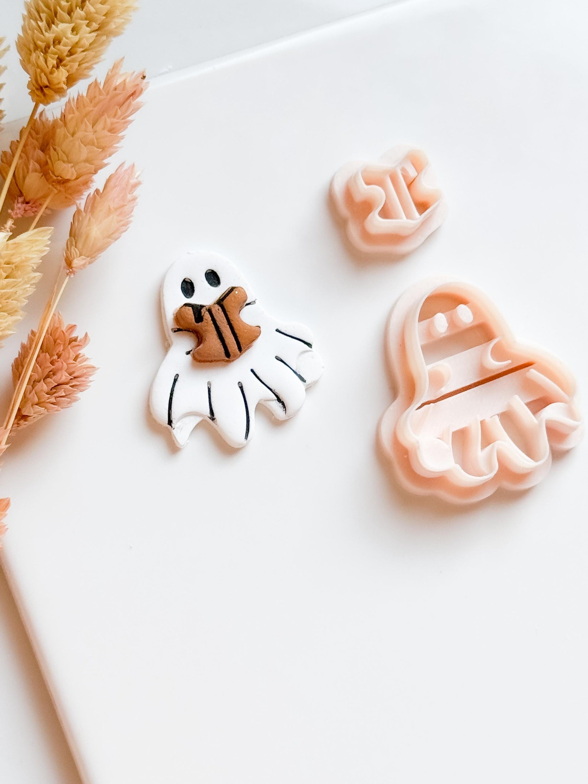 Ghost with Book Clay Cutter Set, Spooky Halloween Jewelry Making