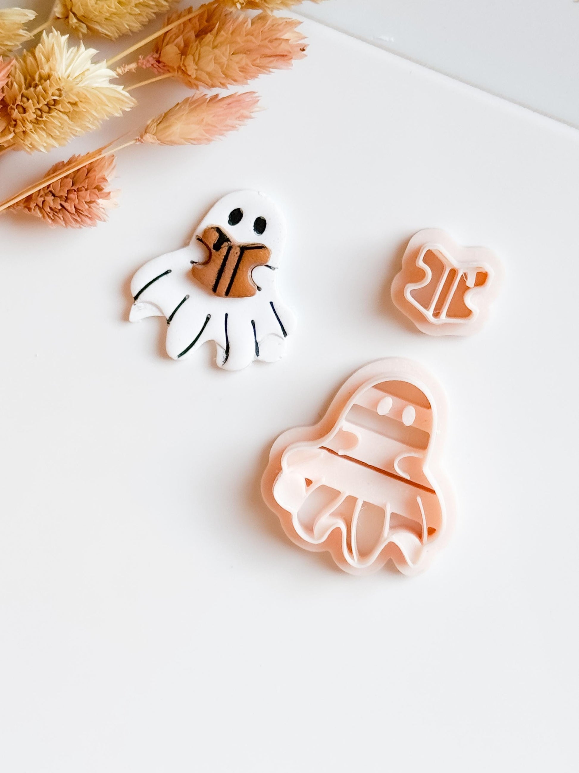 Ghost with Book Clay Cutter Set, Spooky Halloween Jewelry Making