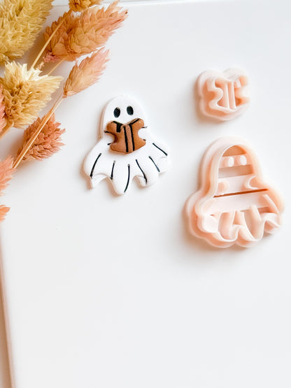 Ghost with Book Clay Cutter Set, Spooky Halloween Jewelry Making