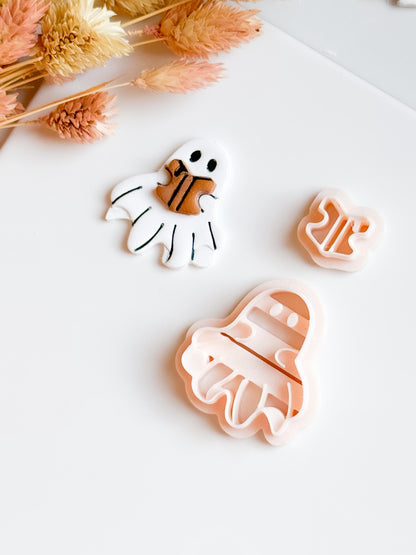 Ghost with Book Clay Cutter Set, Spooky Halloween Jewelry Making