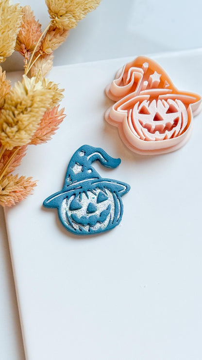 Witch Hat Pumpkin Cutter: Polymer Clay Halloween Earrings, Charms