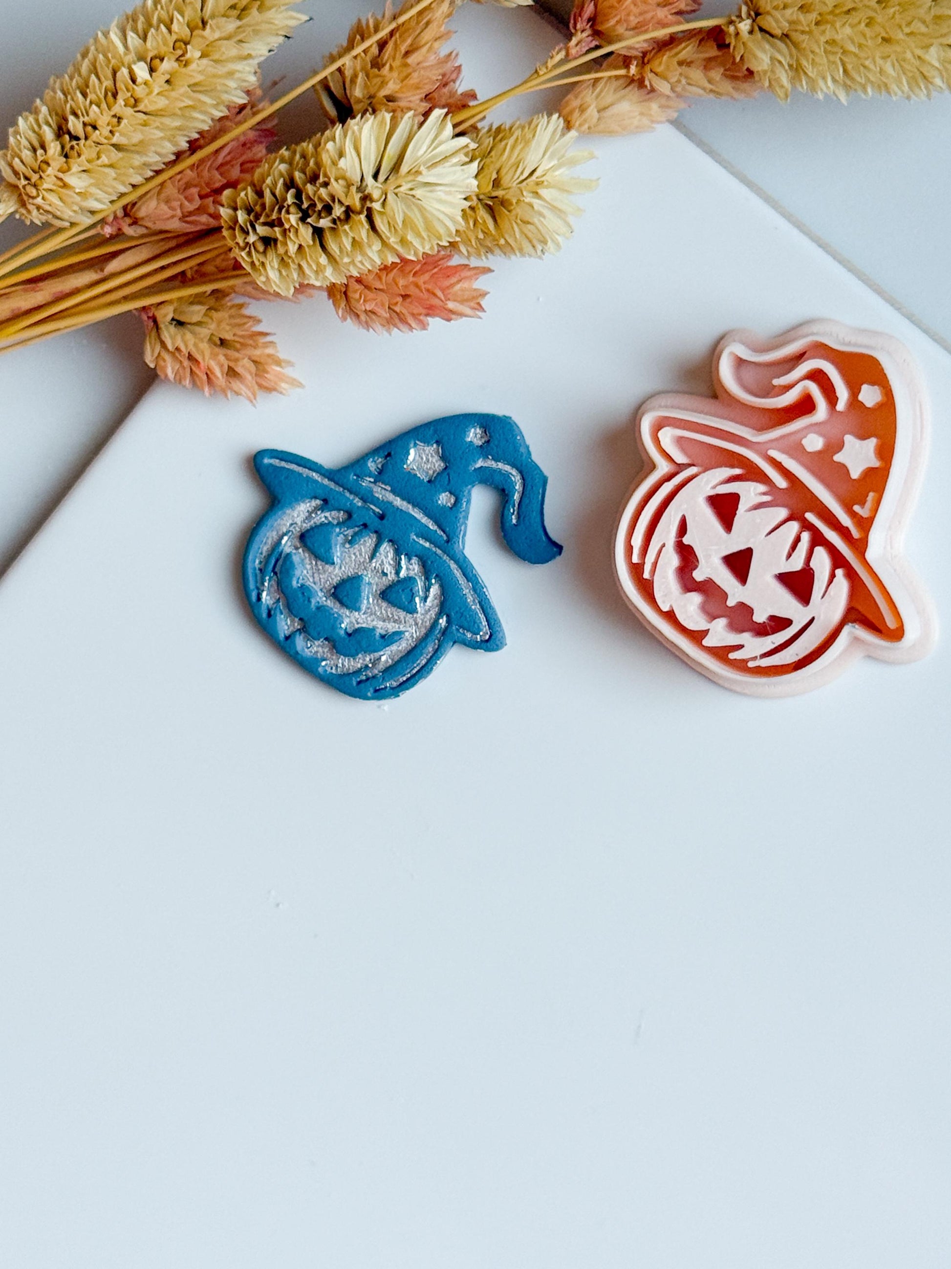 Witch Hat Pumpkin Cutter: Polymer Clay Halloween Earrings, Charms