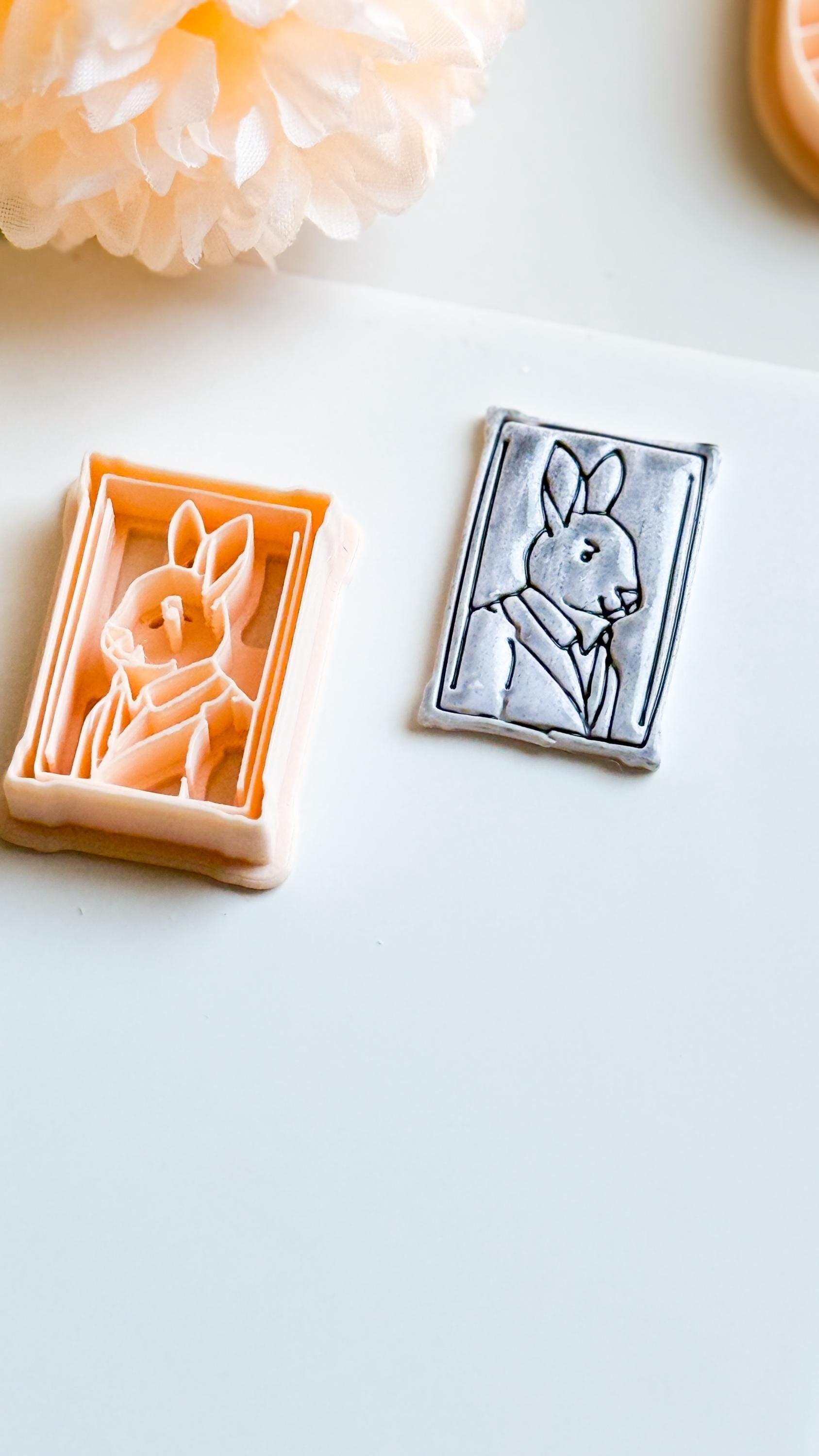 Rabbit Portrait Cutter, Polymer Clay Mold, Autumn Jewelry