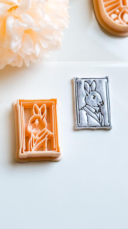 Rabbit Portrait Cutter, Polymer Clay Mold, Autumn Jewelry