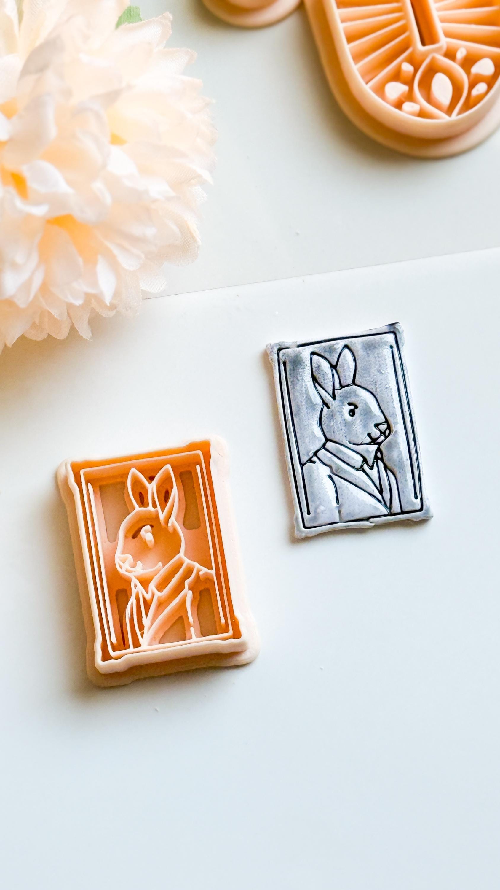 Rabbit Portrait Cutter, Polymer Clay Mold, Autumn Jewelry