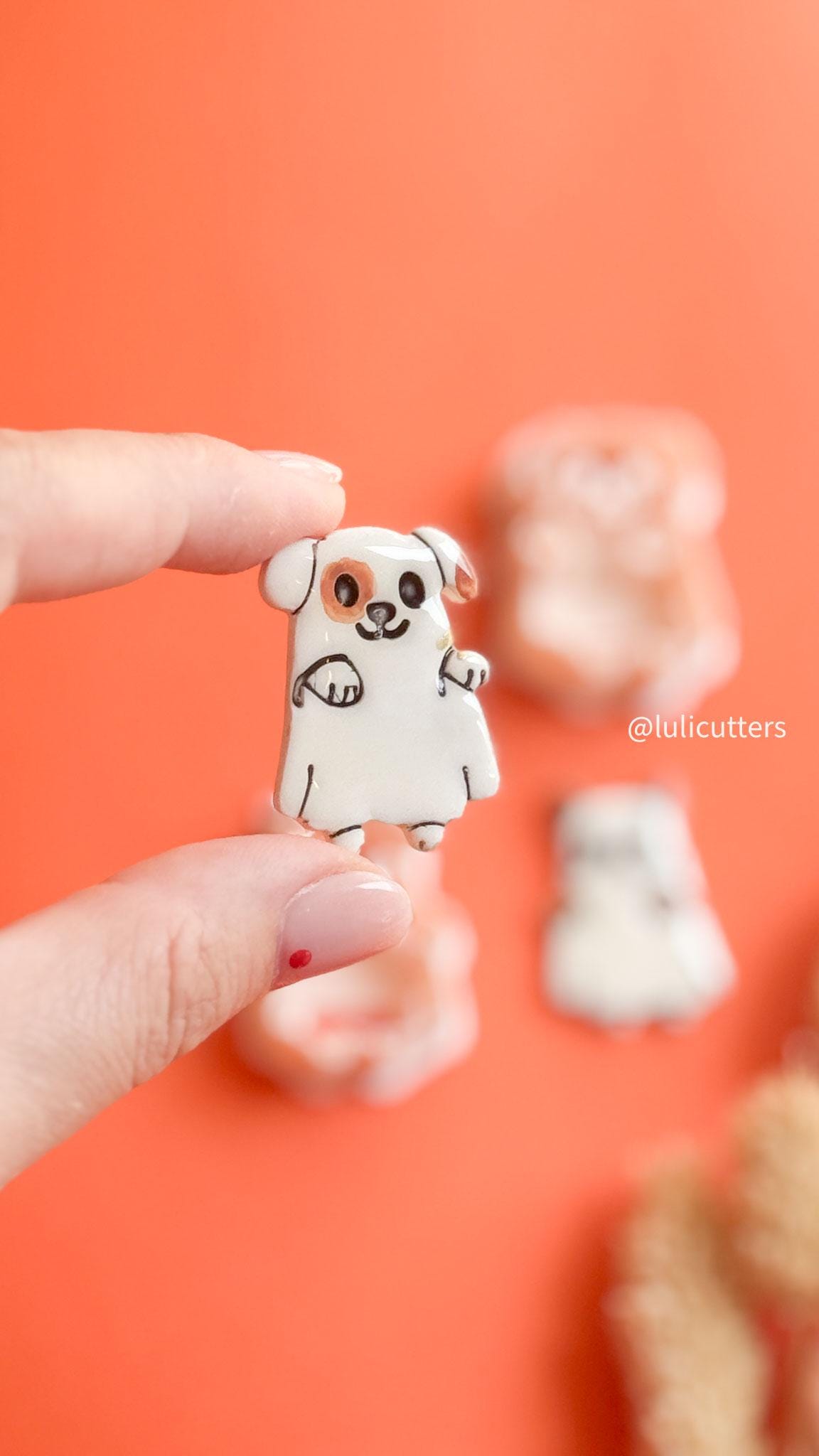 Halloween Ghost Pet Clay Cutter: Cat or Dog Polymer Clay Earring Mold