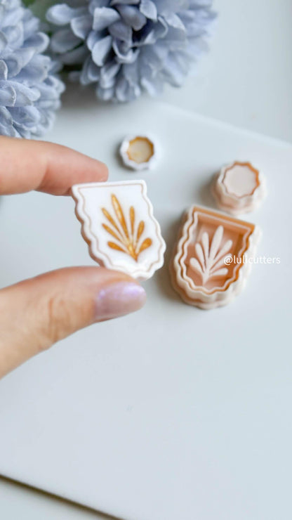 Rustic Frame Clay Cutter Set Includes Ornamental Leaf Base + Scalloped Topper