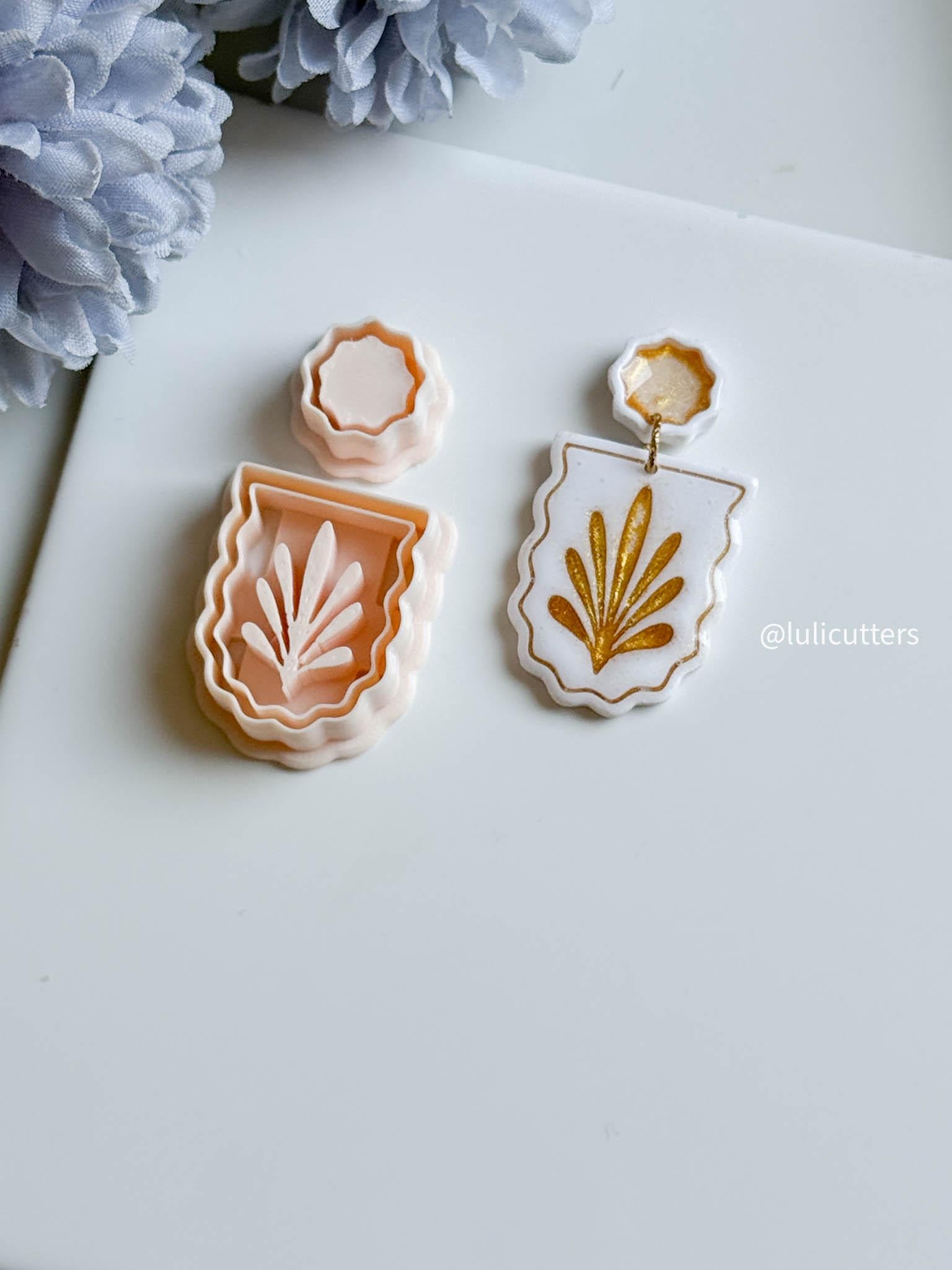 Rustic Frame Clay Cutter Set Includes Ornamental Leaf Base + Scalloped Topper