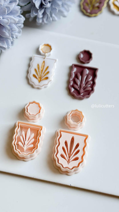 Rustic Frame Clay Cutter Set Includes Ornamental Leaf Base + Scalloped Topper