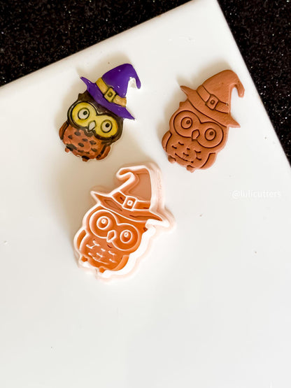 Witchy Owl Clay Cutter: Halloween Polymer Clay Earring Mold