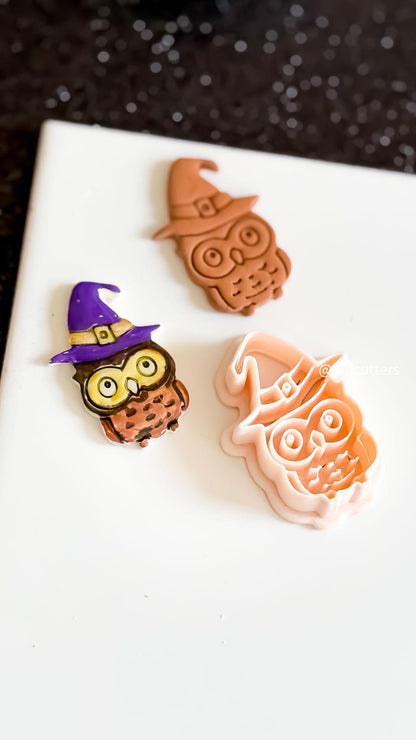 Witchy Owl Clay Cutter: Halloween Polymer Clay Earring Mold