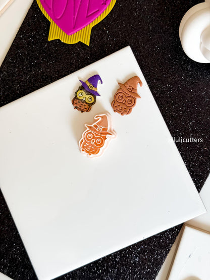 Witchy Owl Clay Cutter: Halloween Polymer Clay Earring Mold