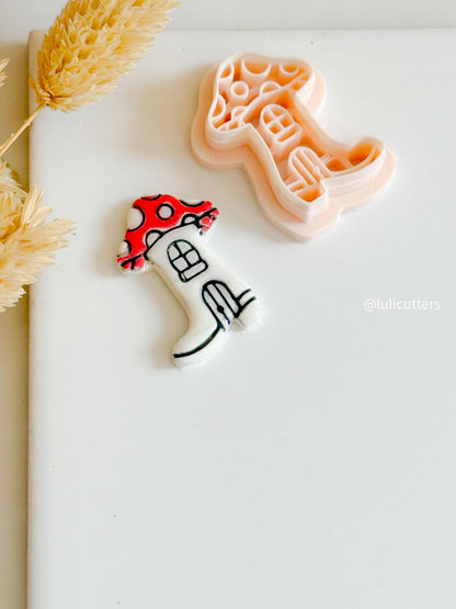 Mushroom Boot House Clay Cutter: Fairycore Polymer Clay Mold